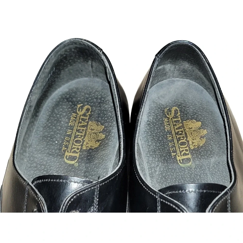 Stafford Men's‎ Black Leather Oxford Dress Shoes Sz 10.5 D/B
